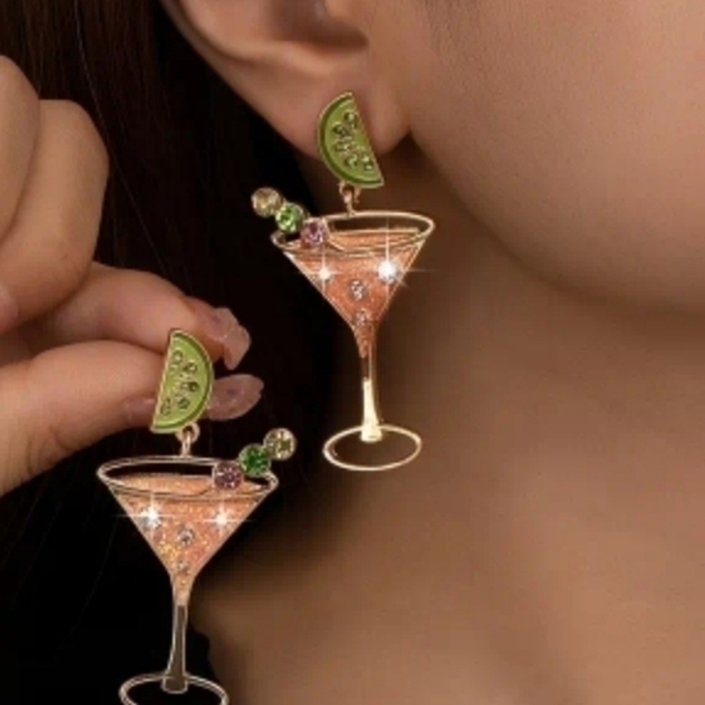 MODCLOTH JEWEL MARTINI COCKTAIL EARRINGS 2